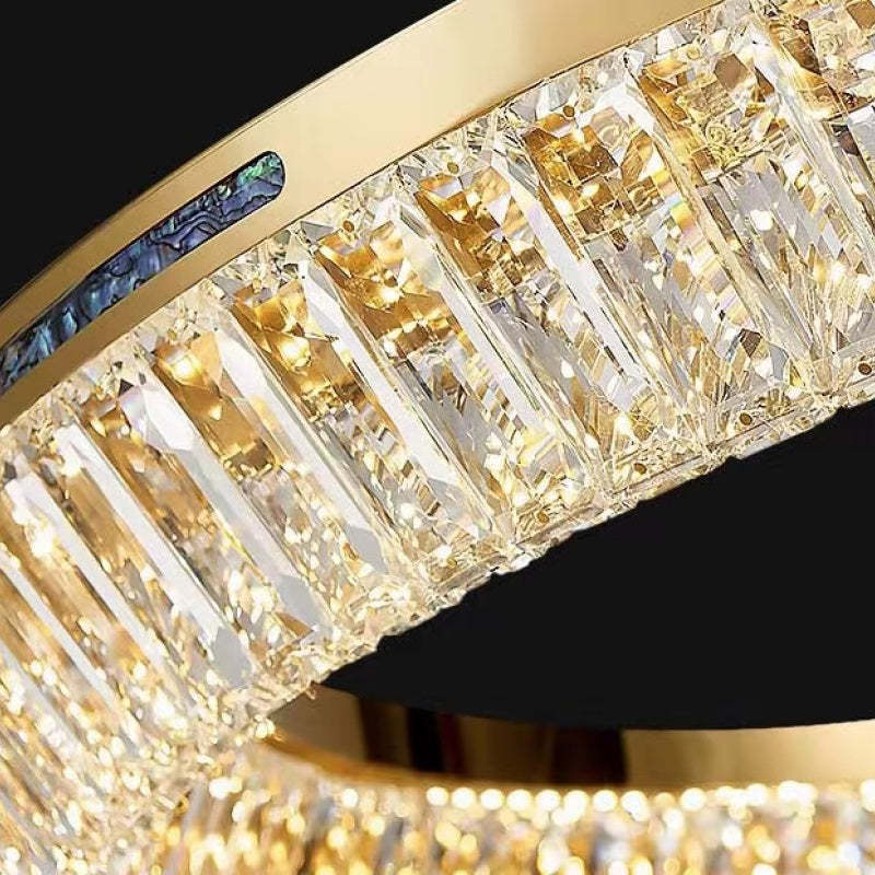 Marilyn Modern Luxury Crystal Gold Chandelier, Tri-Circle