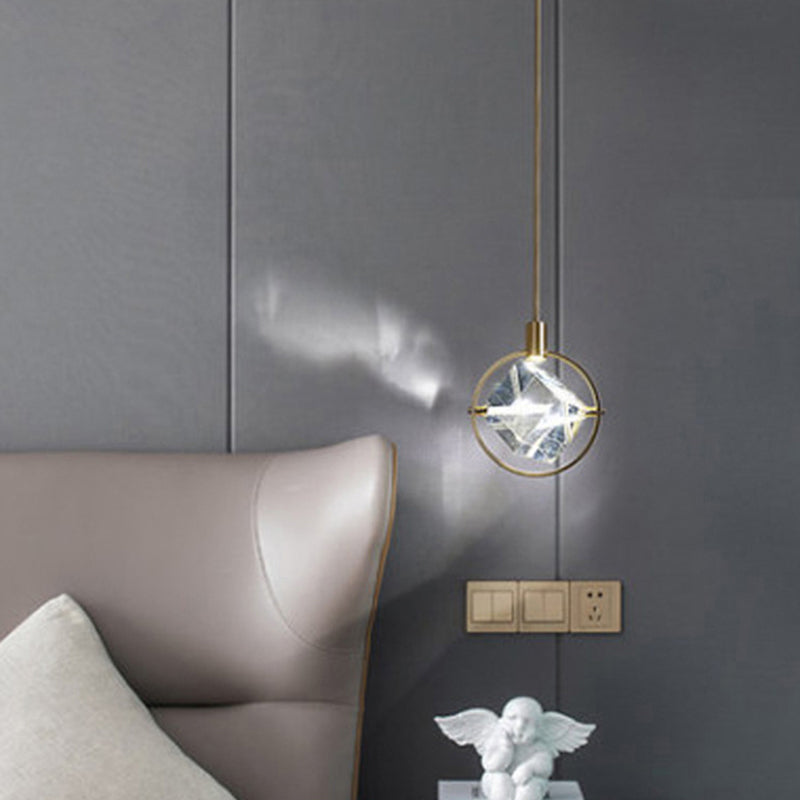 Kristy Modern Luxury Geometry Metal/Crystal Pendant Light, Gold
