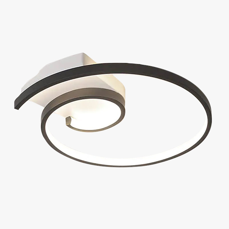 Lacey Modern Spiral Shaped Metal Ceiling Light, Black And White/White
