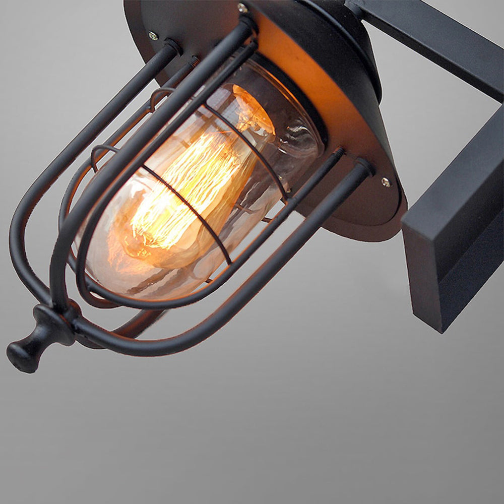 Alessio Vintage Lantern Shaped Metal Outdoor Wall Lamp, Black