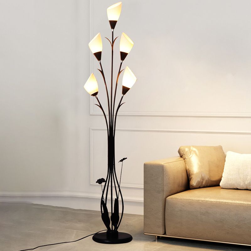 Bella Flower Branching Black Floor Lamp, Living room