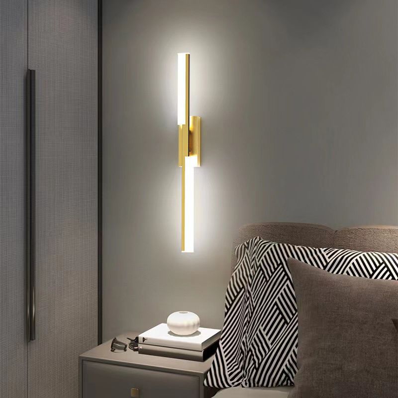 Alana Modern Geometric Metal&Silica Gel Bedroom Wall Lamp, Black/Gold