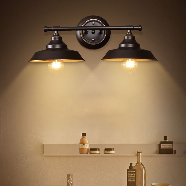 Alessio Retro Bowl-shaped Cast Metal Wall Lamp, Black