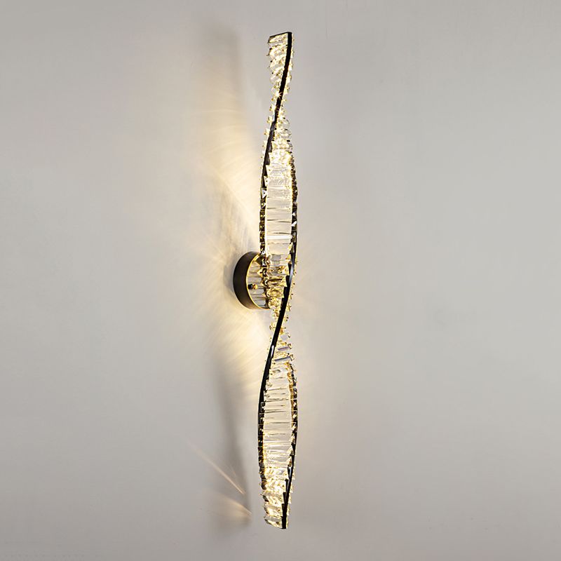 Kristy Vanity DNA Metal/Crystal Wall Lamp, Black/Gold