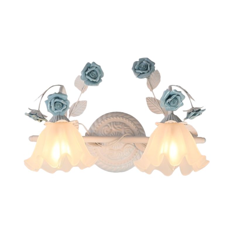 Félicie Vintage Flower Metal Wall Mounted Lamps, Blue/Pink