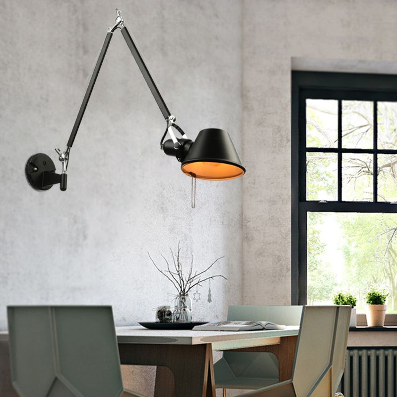 Brady Modern Simple Adjustable Wall Lamp, Black/Chrome, Bedroom