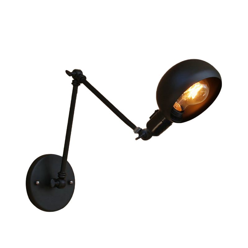 Brady Wall Lamp Dome Metal, Adjustable Black, 2 Size, Bedroom