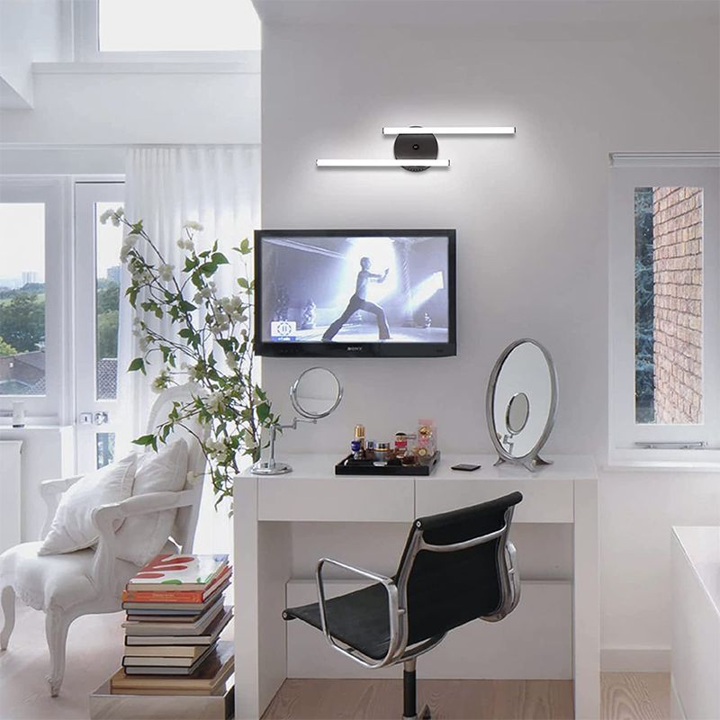 Alana Modern Bi-Linear LED Vanity Wall Lamp, Black/Silver
