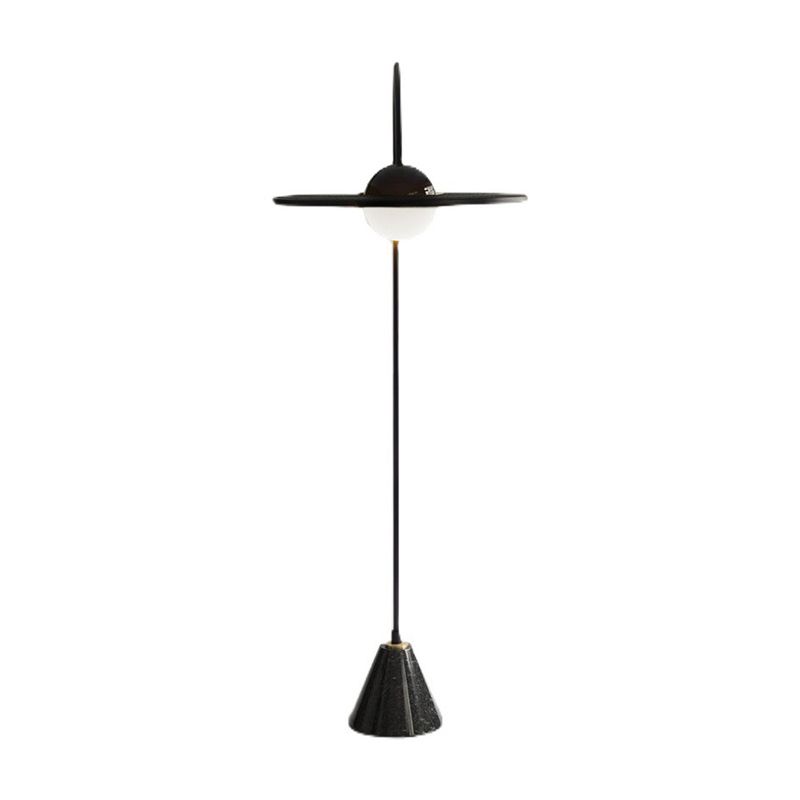 Carins Modern Arch UFO Metal Glass Floor Lamp, Black