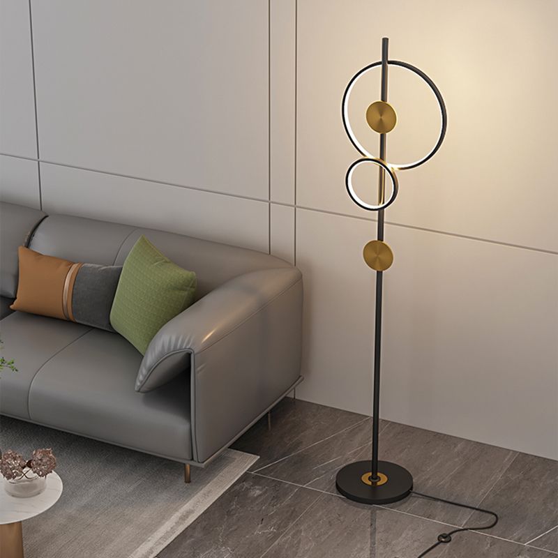 Arisha Modern Ring Design Floor Lamp, Black&Gold