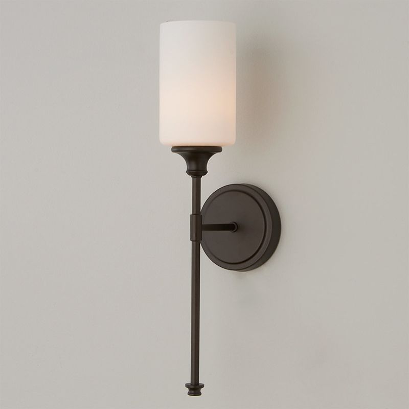 Eryn Nordic Vanity Metal Glass Minimalism Wall Lamp, Black/Silver