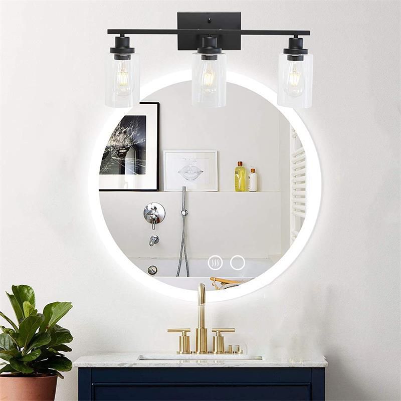 Alessio Modern Mirror Front Black Vanity Wall Lamp, Metal/Glass
