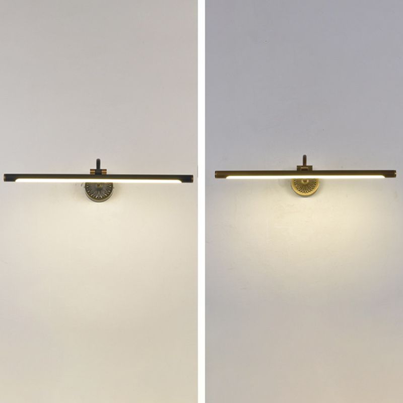 Ozawa Black Adjustable Reading Spotlight Wall Lamp, Metal/Wood