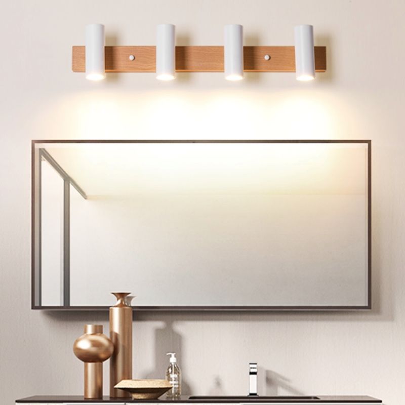 Ozawa Rotatable Spotlight Mirror Front Vanity Wall Lamp, Wood/Metal