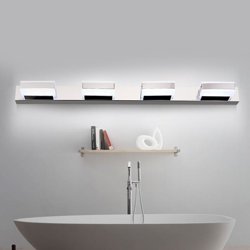 Leigh Modern Square Acrylic Mirror Front Vanity Wall Lamp , Chrome