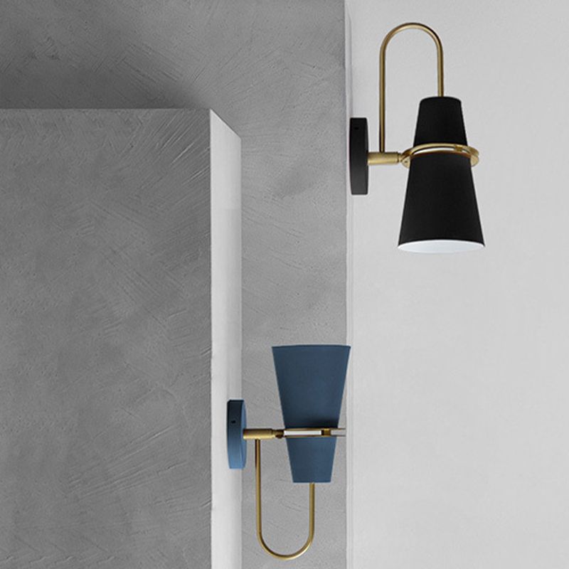 Morandi Modern Cone Metal Wall Lamp, Black/White/Blue