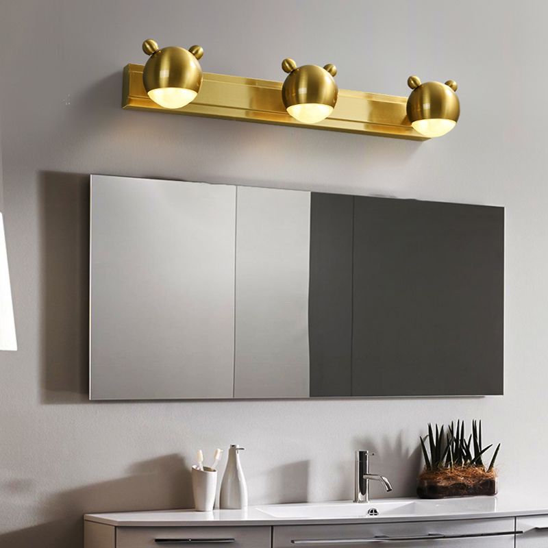 Leigh Modern Animal Globe Metal Vanity Wall Light, Gold, Bedroom