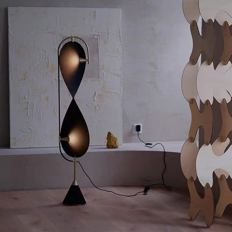 Salgado Modern Minimalist Geometric Metal Floor Lamp, Black