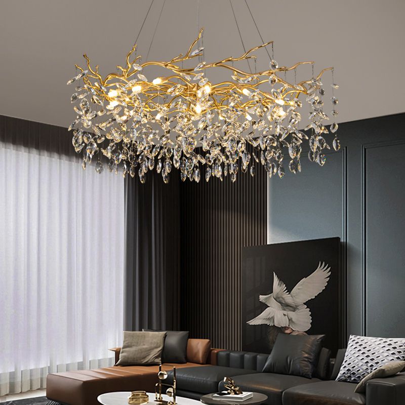 Marilyn Contemporary Gold Glass Crystal Chandelier