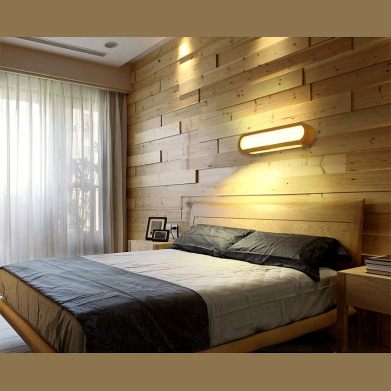 Ozawa Rectangular Wooden Energy Saving Oblong Wall Lamp