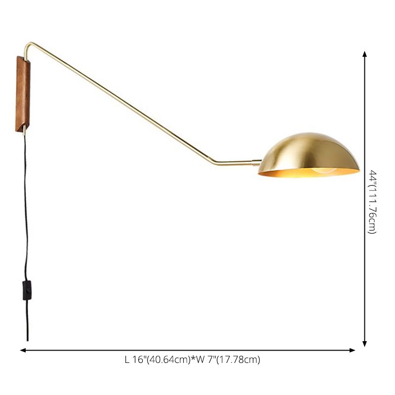 Brady Wall Lamp Modern, Metal Adjustable, Black/Gold, Living Room