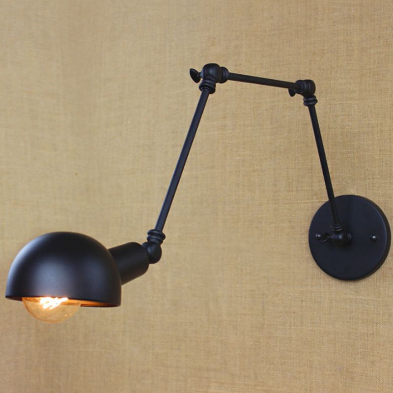 Brady Vintage Adjustable Metal Wall Lamp, Black, Bedroom