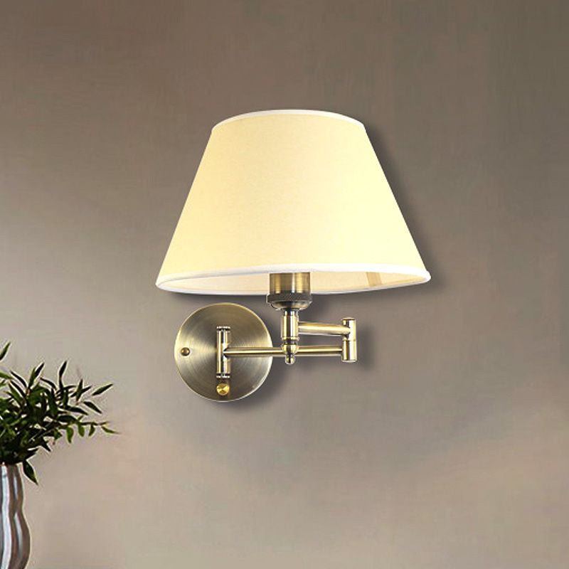 Carins Wall Lamp Vintage, Pleated Fabric Adjustable, White/Beige, Bedroom