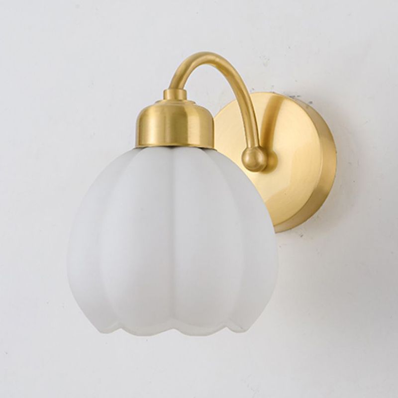 Lily NordicFlower Vanity Glass Metal Wall Lamp, Gold/Ivory