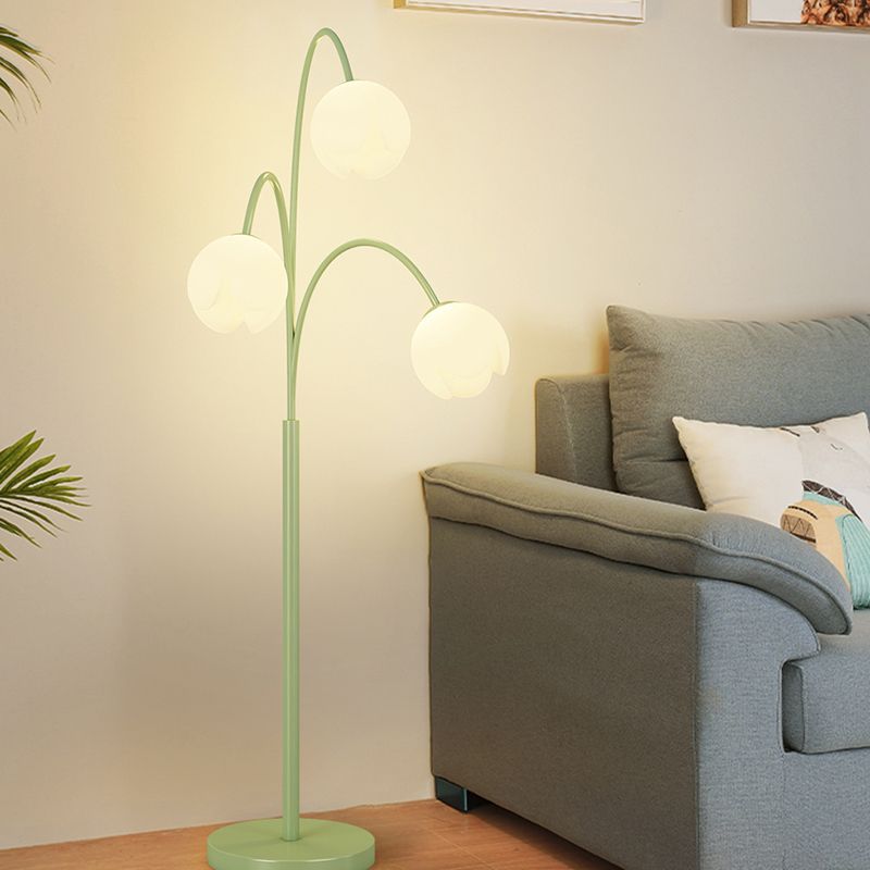 Lily Nordic 3 Lights Flower Metal Glass Floor Lamp