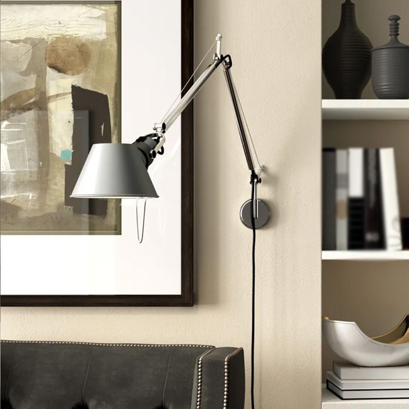 Brady Wall Lamp Dome Modern, Metal Adjustable, Silver, Living Room