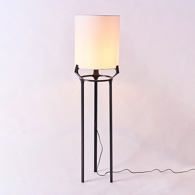 Eryn Contemporary Tripod Metal Fabric Floor Lamp, White