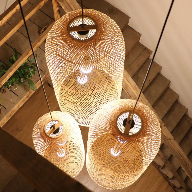 Ritta Natural Handmade Bamboo Led Pendant Light, Bedroom