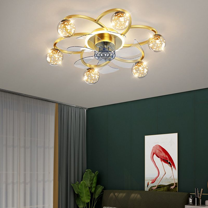 Madina Gold 7-Blade Starry Ceiling Fan with Light, DIA 22.8"