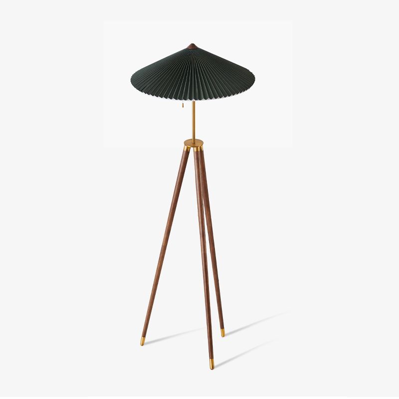 Ozawa Pleated Tripod Floor Lamp, Wood & Fabric, 59"