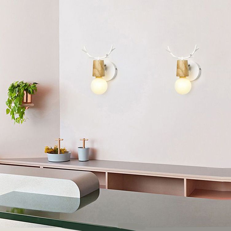 Ozawa Modern Antler Wood/Glass Wall Lamp, Bedroom/Bathroom