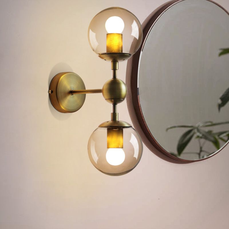 Valentina Globe Glass Vanity Wall Light, Black/Gold, Bedroom