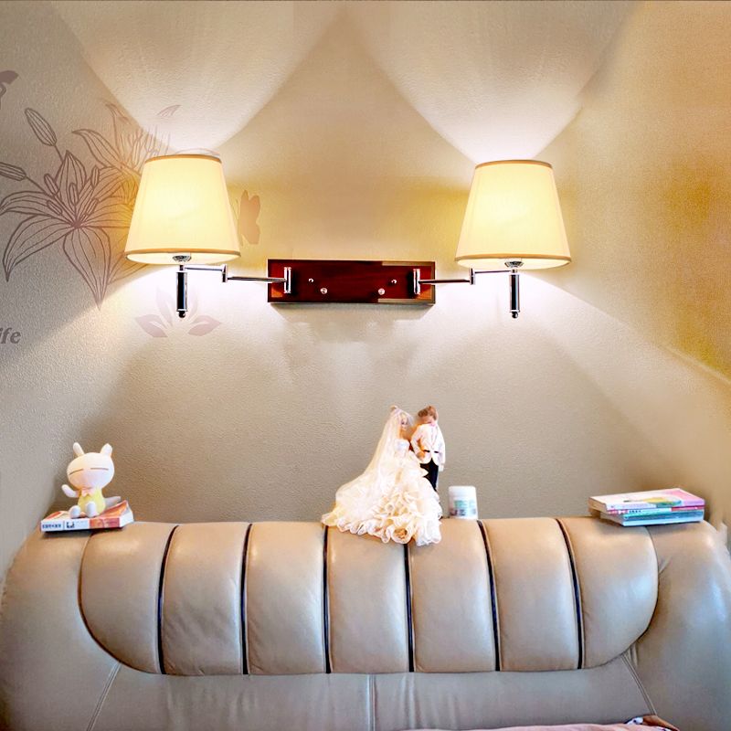 Carins Wall Lamp Dual Lamp Head Adjustable Fabric, 3-Color, Bedroom