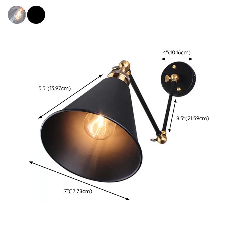 Alessio Retro Adjustable Wall Lamp, 2 Color, 9"