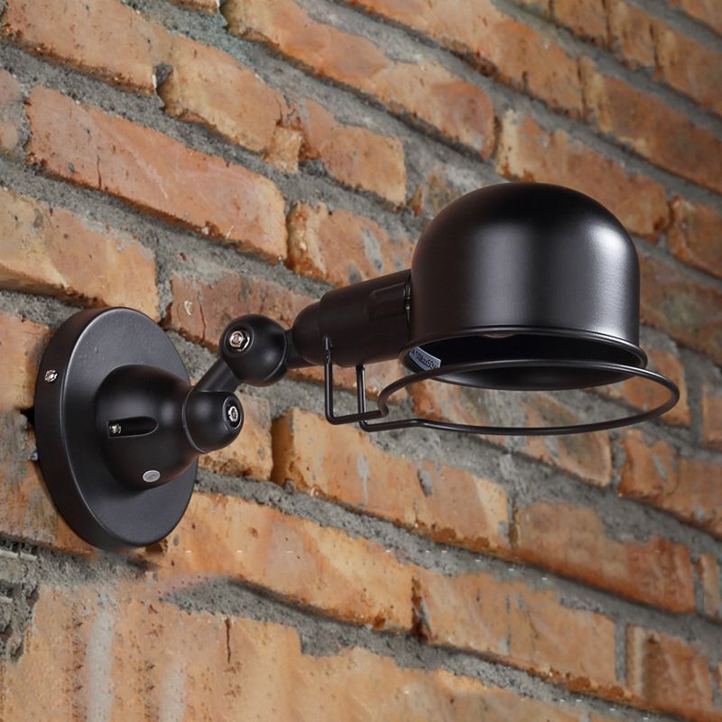 Alessio Wall Lamp Dome Retro, Adjustable Metal, Black, Living Room
