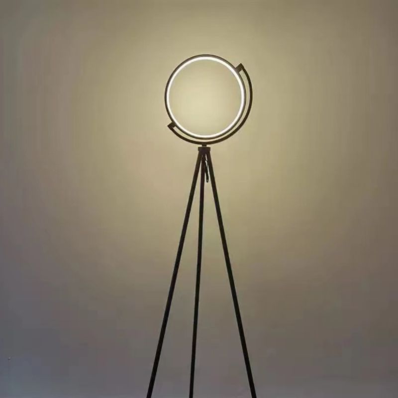 Salgado Modern Circle Tripod Metal Floor Lamp, Black/Gold