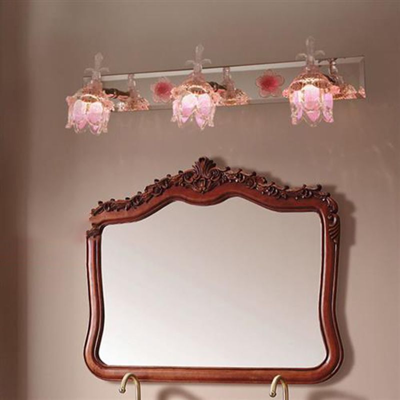 Félicie Modern Flower Vanity Wall Lamp, Pink, Bathroom