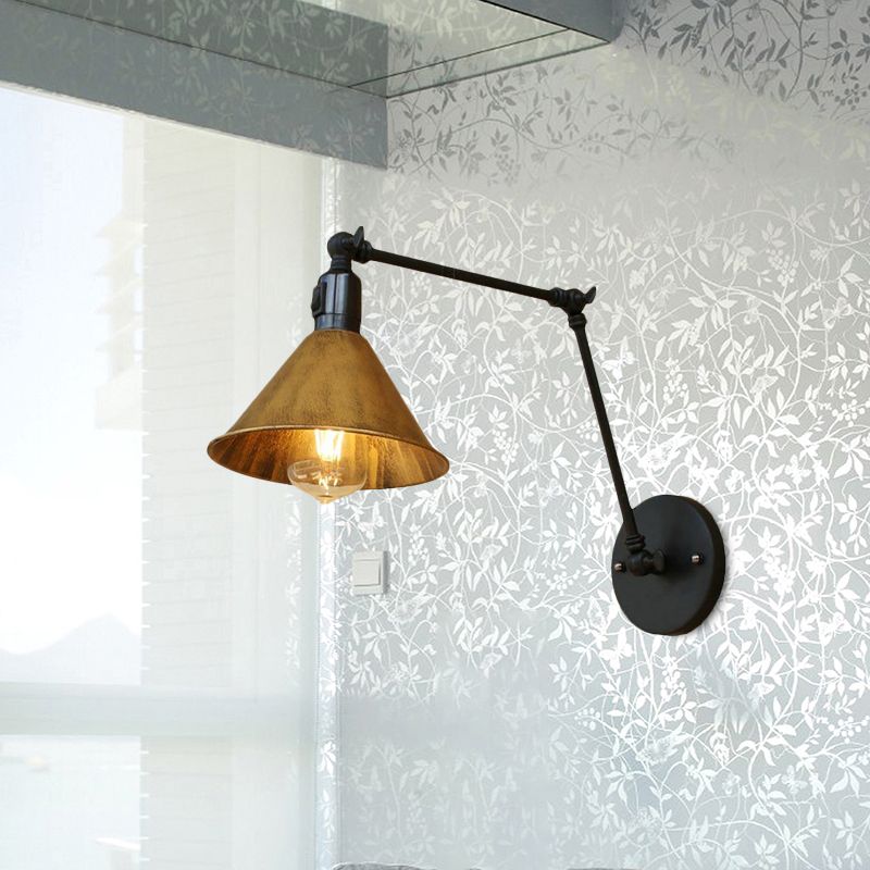 Brady Vintage Gold Adjustable Wall Lamp, Metal, Living Room