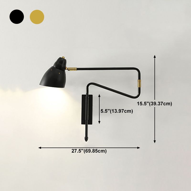 Freja Wall Lamp Modern, Metal Adjustable, Black/Gold, Study