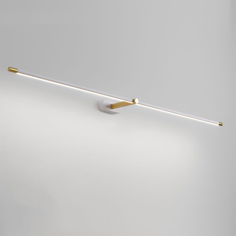 Leigh Minimalist Linear Metal/Acrylic Wall Lamp, White/Black/Gold