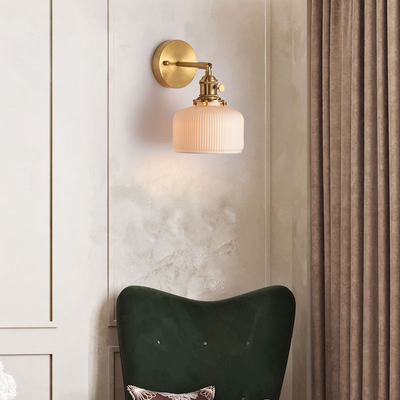 Lottie Vintage Column Ceramic Vanity Light, White, Bedroom