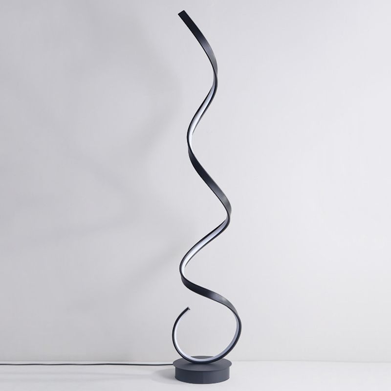 Louise Modern Steamline Minimalist linear Floor Lamp, White/Black
