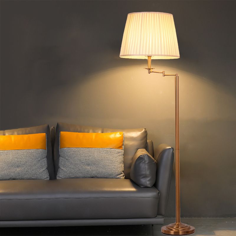 Eryn Modern Drum Cylinder Metal Fabric Floor Lamp,Brass