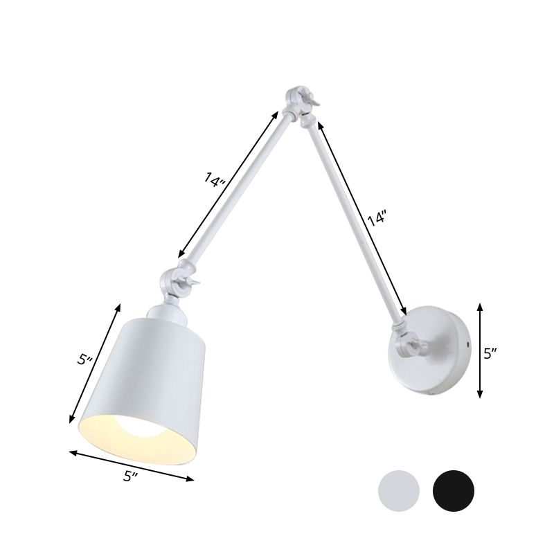 Brady Wall Lamp Dome Modern, Metal Adjustable, Black/White, Living Room