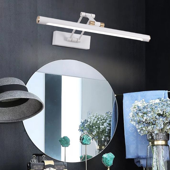 Edge Modern Adjustable Mirror Front Vanity Metal LED Wall Lamp, Black/White