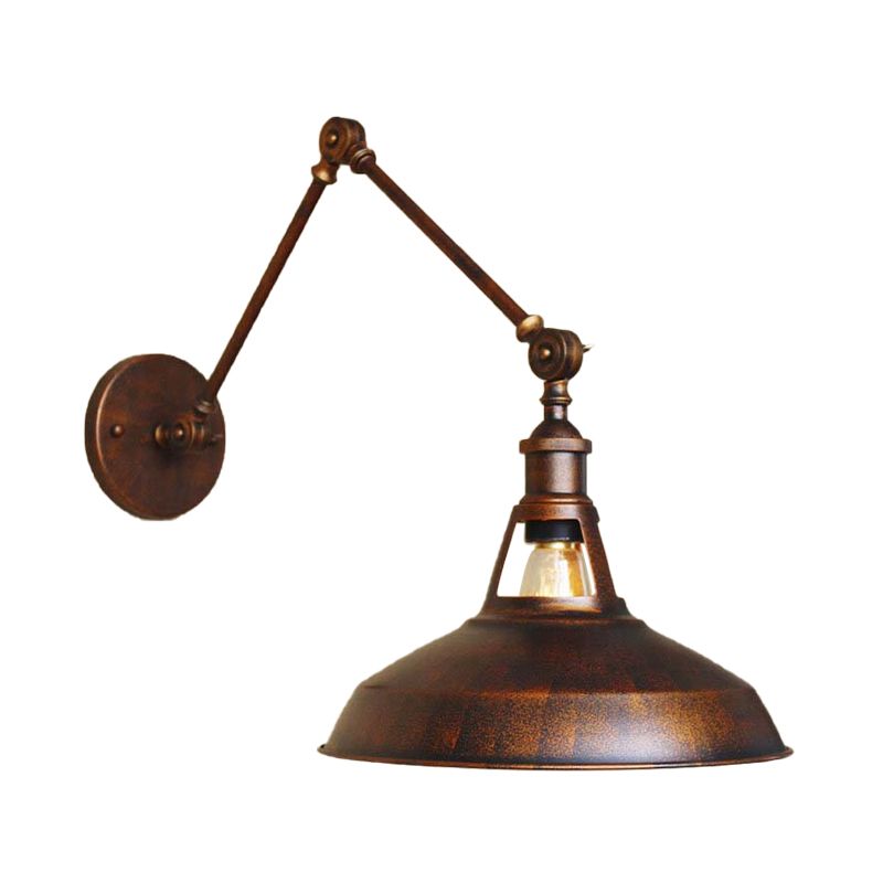 Brady Wall Lamp Dome Modern, Metal Adjustable, Black/Rust, Bedroom